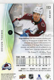 2024-25 SP Game Used Blue Autos #113 Devon Toews AU