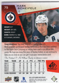 2021-22 Upper Deck SP Game Used Red Jerseys #75 Mark Scheifele MEM