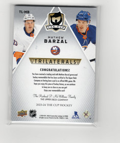 2023-24 Upper Deck The Cup Trilaterals Jersey #TLMB Mathew Barzal MEM, SN33