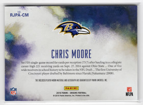 2016 Panini Origins Rookie Jumbo Patch Autographs #RJPACM Chris Moore AU, MEM