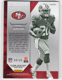 2015 Panini Spectra Aspiring Patch Autographs #AJAMD Mike Davis AU, MEM, SN99