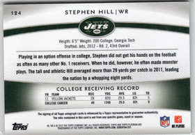 2012 Topps Platinum Rookie Patch Autographs Refractors #124 Stephen Hill AU, MEM, SN250, EXCH