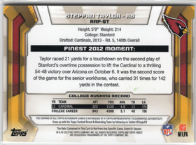 2013 Finest - Rookie Patch Autographs Refractors #RAPST Stepfan Taylor AU, MEM