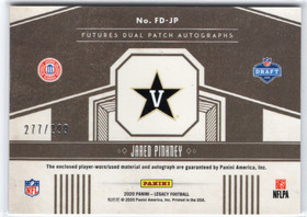 2020 Panini Legacy Futures Dual Patch Autographs Silver #FDJP Jared Pinkney AU, MEM, SN299