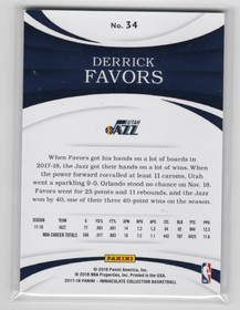 2017-18 Panini Immaculate Collection Blue #34 Derrick Favors SN25