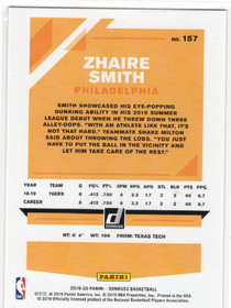 2019-20 Donruss Holo Yellow Laser #157 Zhaire Smith SN25