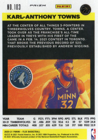 2020-21 Panini Flux Fanatics Cracked Ice #103 Karl-Anthony Towns