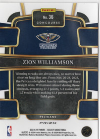 2023-24 Panini Select Tectonic Prizms #36 Zion Williamson