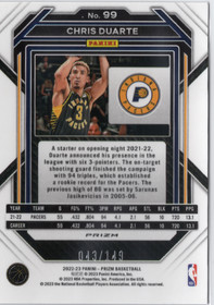 2022-23 Panini Prizm Prizms Purple Ice #99 Chris Duarte SN149