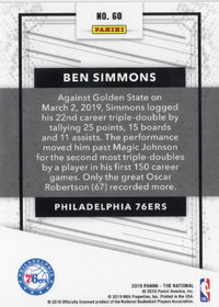 2019 Panini National Convention Magnetic Fur #60 Ben Simmons SN99