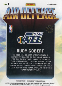 2021-22 Donruss Optic Air Defense Holo #1 Rudy Gobert
