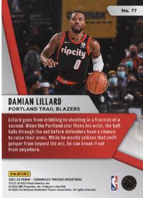2021-22 Panini Chronicles Red #77 Damian Lillard SN149