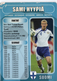2008 Boing Superstars 2008 Finnish Promos #B3 Sami Hyypia (wear on the back, see pictures)
