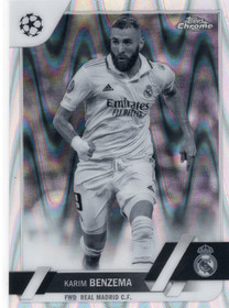 2022-23 Topps Chrome UEFA Club Competitions Black & White Ray Wave Refractor #14 Karim Benzema