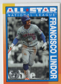 2025 Topps 1990 Topps Baseball 35th Anniversary All-Stars #90AS35 Francisco Lindor VAR Blue