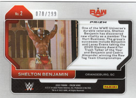 2022 Panini Prizm WWE Red #2 Shelton Benjamin SN299