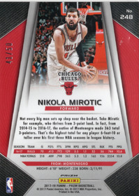 2017-18 Panini Prizm Fast Break Pink Prizm #248 Nikola Mirotic SN50