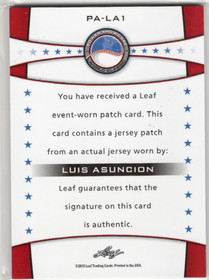 2013 Leaf Power Showcase Patch Autograph #PALA1 Luis Asuncion AU, MEM, SN50
