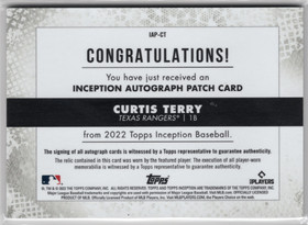2022 Topps Inception Inception Autograph Patch #IAPCT Curtis Terry AU, MEM, SN249