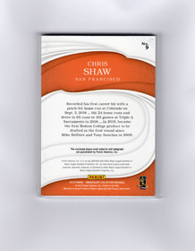 2019 Panini Immaculate Collection Gold #9 Chris Shaw AU, MEM, SN49