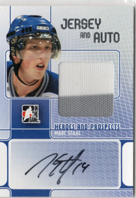 2008-09 In The Game Heroes and Prospects Jerseys Autographs #JAMS Marc Staal AU, MEM, PR19