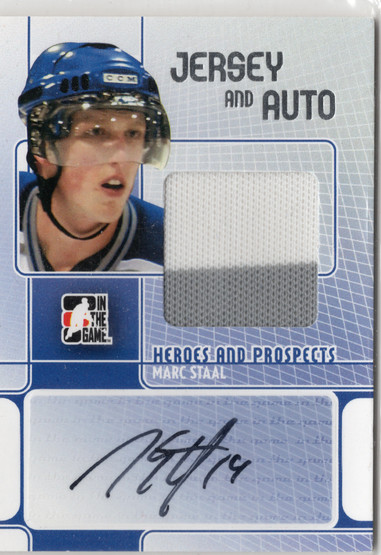 2008-09 In The Game Heroes and Prospects Jerseys Autographs #JAMS Marc Staal AU, MEM, PR19