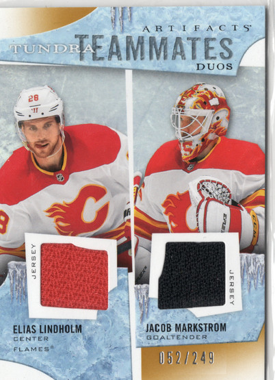 2021-22 Upper Deck Artifacts Tundra Teammates Duos #T2CAL Elias Lindholm / Jacob Markstrom MEM, SN249