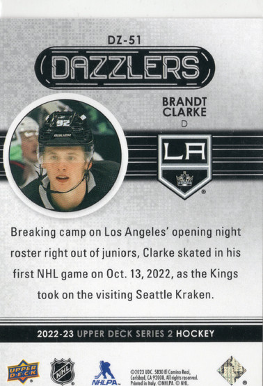 2022-23 Upper Deck Dazzlers Pink #DZ51 Brandt Clarke