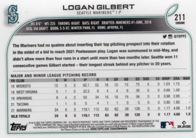 2022 Topps Chrome Sonic Black & White RayWave #211 Logan Gilbert