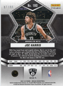 2021-22 Panini Mosaic Choice Fusion Red & Yellow #180 Joe Harris SN88