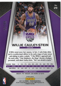 2017-18 Panini Prizm Blue Ice Prizm #29 Willie Cauley-Stein SN99