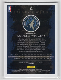 2019-20 Panini Impeccable #94 Andrew Wiggins SN99