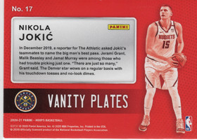 2020-21 Hoops Vanity Plates #17 Nikola Jokic