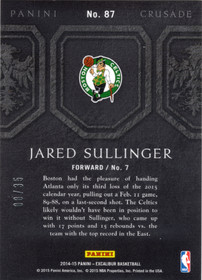2014-15 Panini Excalibur Crusade Teal #87 Jared Sullinger SN35