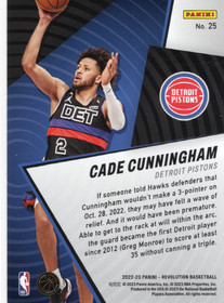2022-23 Panini Revolution Shock Wave #25 Cade Cunningham