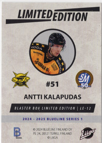2024-25 Blueline Finland Series 1 Limited Edition Blue #LE12 Antti Kalapudas