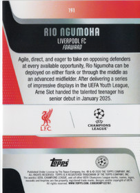 2025-26 Topps UEFA Club Competitions #191 Rio Ngumoha RC