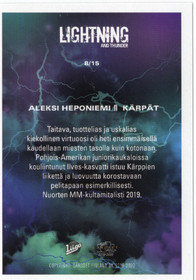 2019-20 Cardset Finland Lightning and Thunder #8 Aleksi Heponiemi