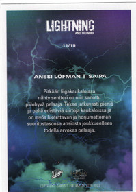 2019-20 Cardset Finland Lightning and Thunder #11 Anssi Löfman