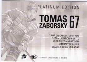 2018-19 Cardset Finland Limited Edition #NNO Tomas Zaborsky