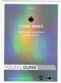 2021-22 Cardset Finland Young Guns #YG15 Eemil Erholtz