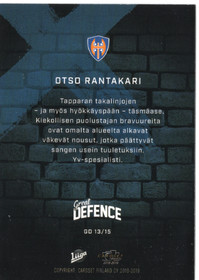 2018-19 Cardset Finland Great Defence #GD13 Otso Rantakari