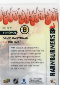 2023-24 Upper Deck Synergy Barnburners! #BARN11 David Pastrnak