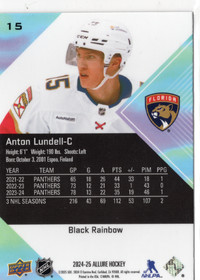 2024-25 Upper Deck Allure Black Rainbow #15 Anton Lundell