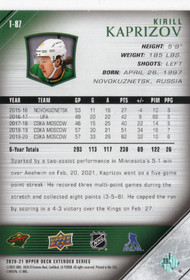 2020-21 Upper Deck 2005-06 Upper Deck Tribute #T87 Kirill Kaprizov YG