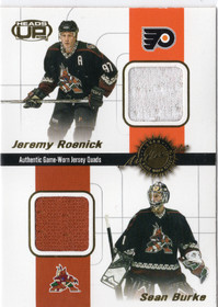 2001-02 Pacific Heads Up Quad Jerseys #16 Jeremy Roenick / Sean Burke / Mika Alatalo / Shane Doan MEM