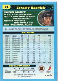 2001-02 O-Pee-Chee 1971-72 Heritage #94 Jeremy Roenick