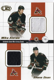 2001-02 Pacific Heads Up Quad Jerseys #16 Jeremy Roenick / Sean Burke / Mika Alatalo / Shane Doan MEM