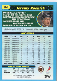 2001-02 Topps 1971-72 Heritage #94 Jeremy Roenick