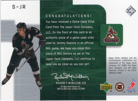 2001-02 Upper Deck Top Shelf Sticks #SJR Jeremy Roenick MEM